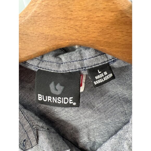 Burnside Kuryakyn Long Sleeve Button-Up Shirt Large Gray Embroidery Pockets - Picture 4 of 7